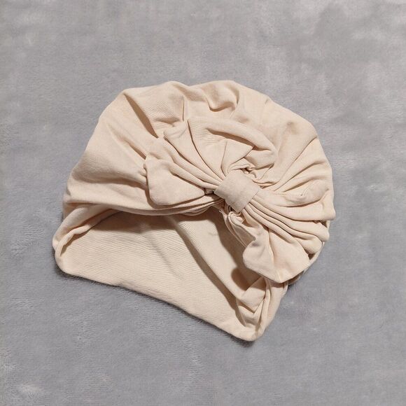 Unbranded Other - Baby Turban Hat Neutral Beige Bow Headwrap Photoshoot One Size
